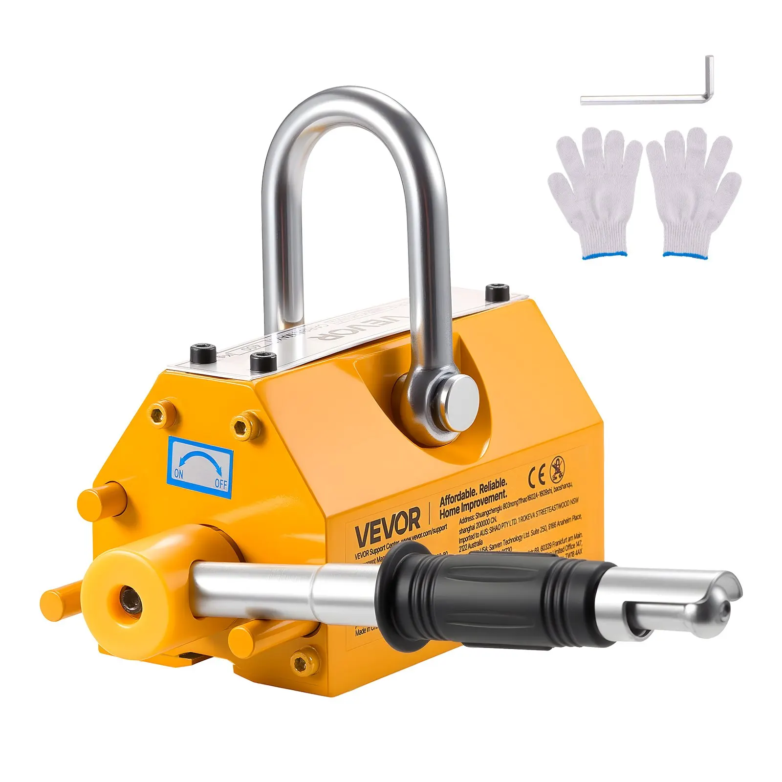 

Permanent Magnetic Lifter, 880 Lbs Pulling Capacity, Heavy Duty N42 Neodymium Lifting Magnet With Release Handle And Steel Hook