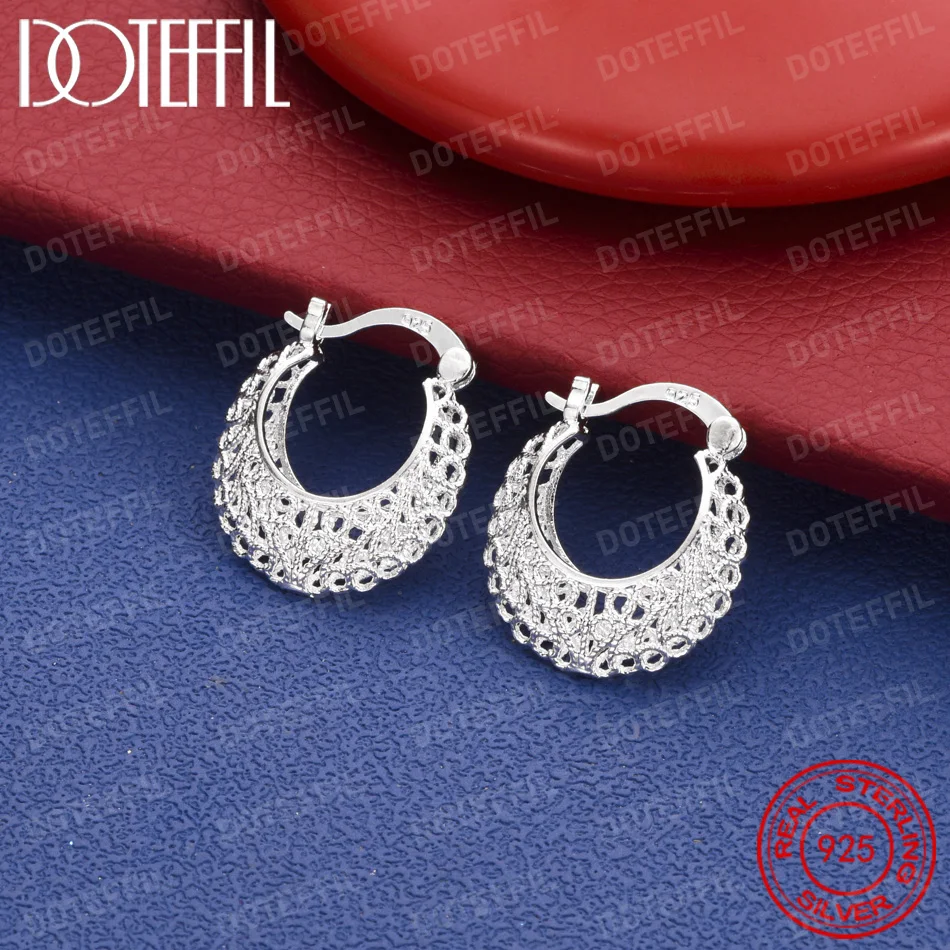 925 Sterling Silber Exquisite Hohle Ohrringe für Damen, Modisches Hochzeits- und Partygeschenk-Schmuckstück