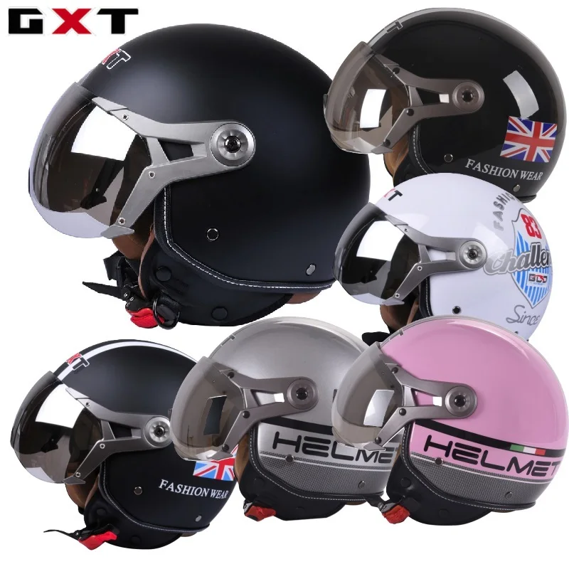 

Hot Sales GXT 3/4 Open Face Retro Motorcycle Helmets Men And Women Four Seasons Vintage Chopper Moto Bike Cascos Scooter Helmets