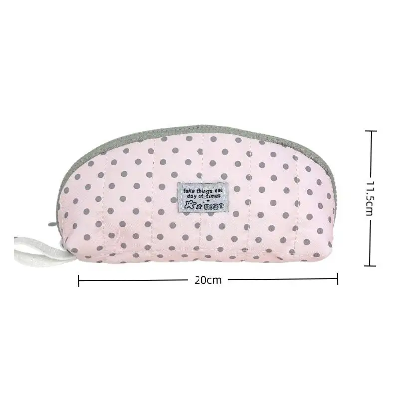 Polka Dot Print Pencil Case Shell Shape Large Capacity Multi-Layer Stationery Pouch for School Students Office Use