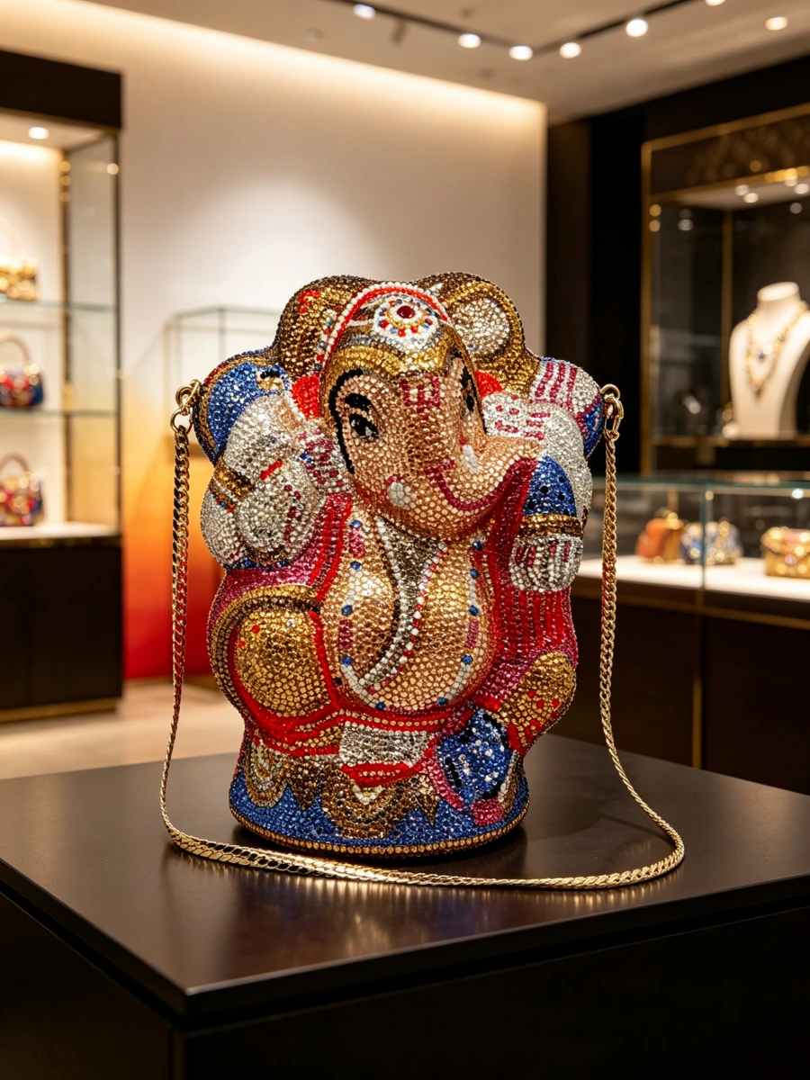 Bolso de mano tipo clutch multicolor 3D con diseño de elefante y cadena de pedrería, de lujo, exótico, para fiestas de noche, bodas y eventos para mujeres maduras.
