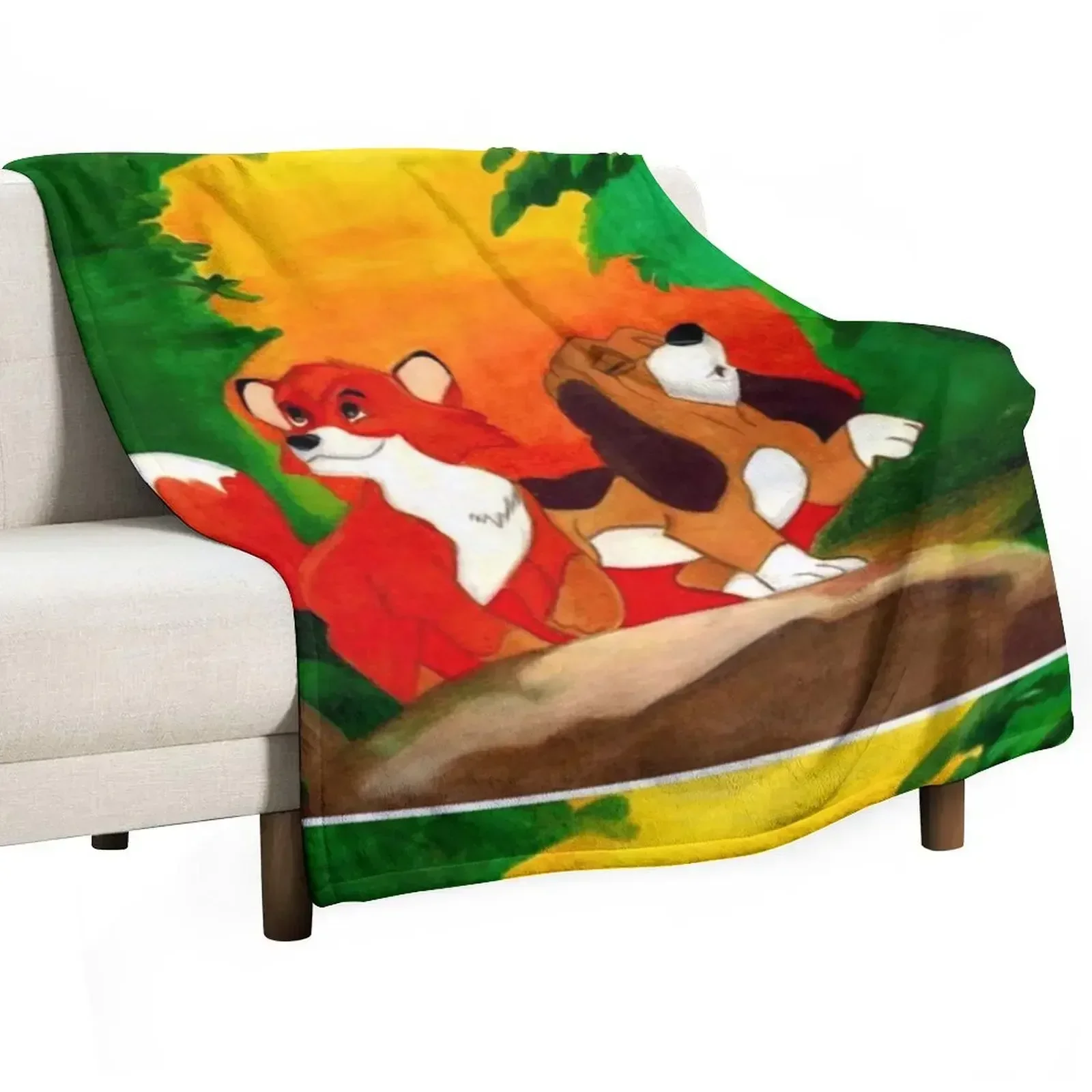 

A Fox and Hound Throw Blanket Loose Multi-Purpose Quilt Kid'S Blankets