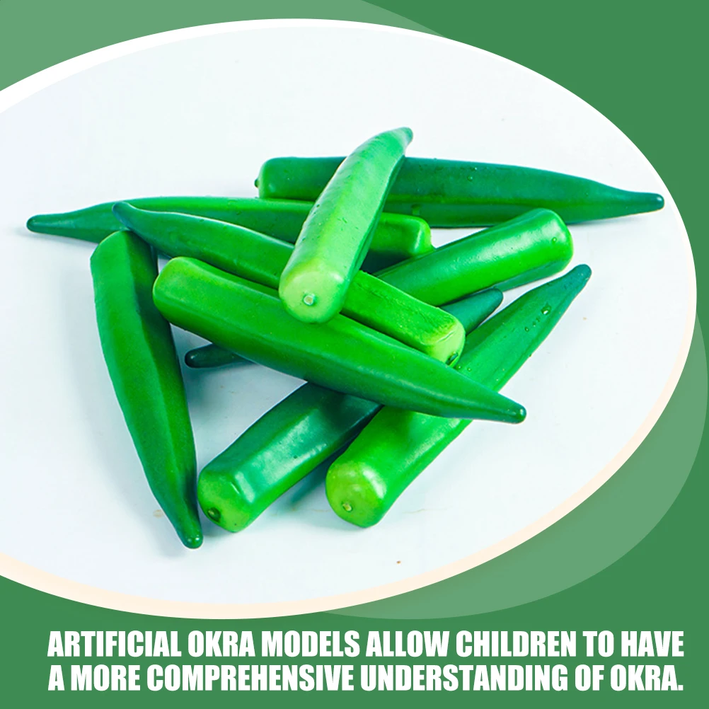 

10pcs Realistic Okra Fake Vegetables For Kitchen Decoration Showcase Display Props Foams Artificial Vegetable Ornament