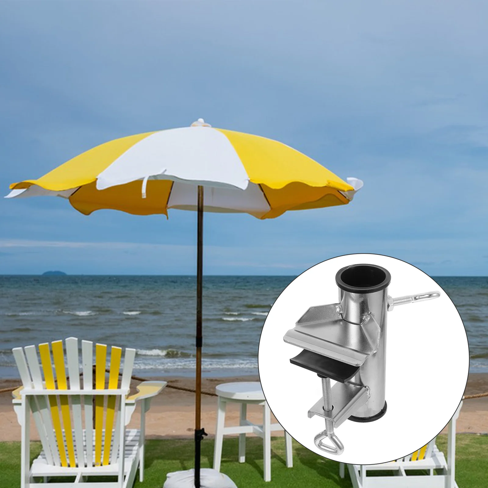 

Tabletop Clip Bracket Beach Umbrella Holder Outdoor Umbrella Clip Clamp Bracket Outdoor Table Mount Fixed Stand