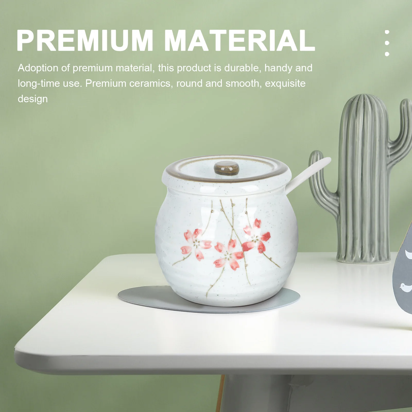 

1Set Ceramic Storage Jar Premium Sauce Canister Multipurpose Seasoning Container for Kitchen Sugar Salt Chili Sauce Can