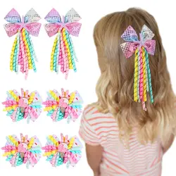 Ncmama 2/1 pz sirena nastro fiore fermagli per capelli ricci ondulati forcine per bambini dolci ragazze mollette fatte a mano accessori per capelli