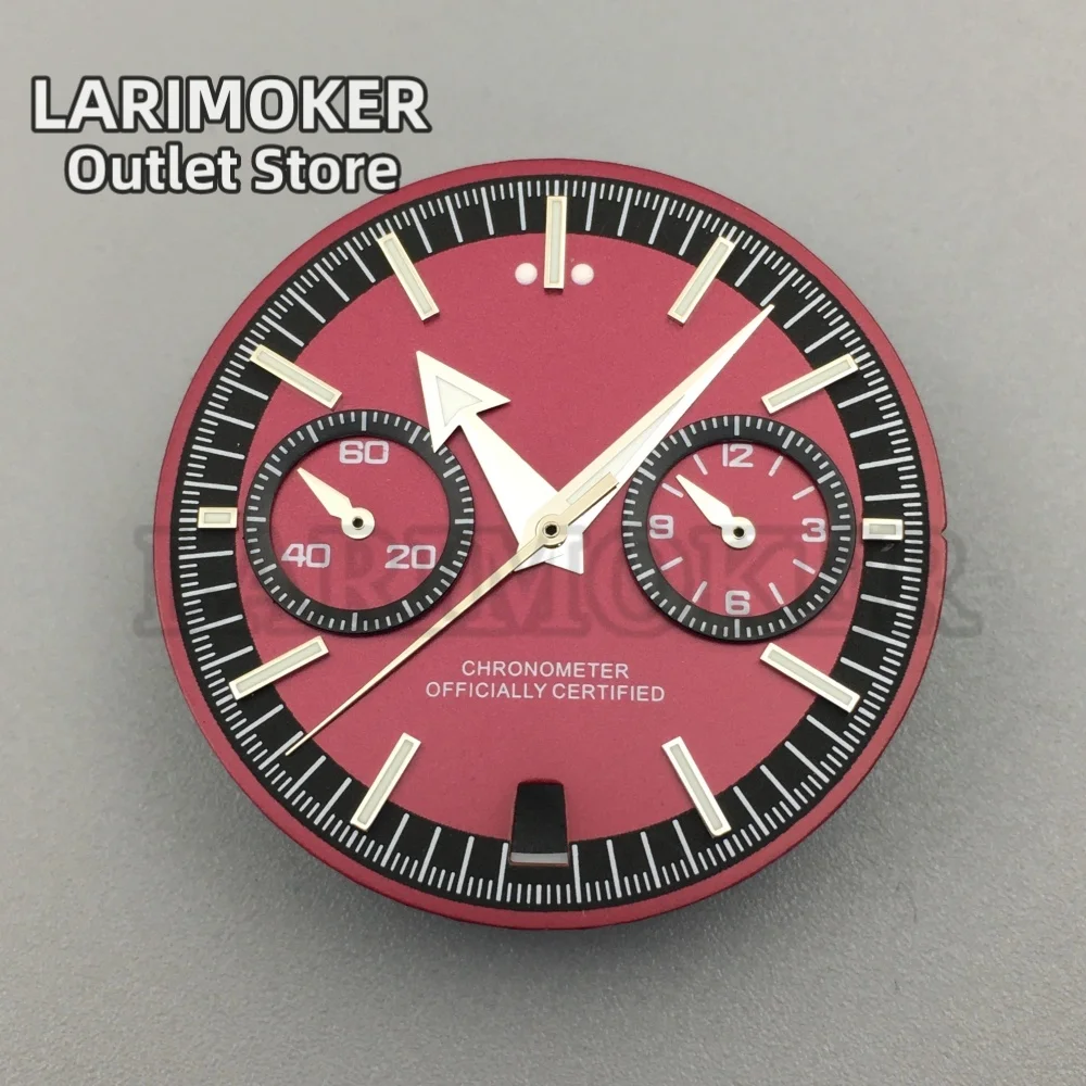 LARIMOKER VK64 31.5mm Dial 5-pin Hands Green Luminous Fit VK64 Quartz Movement 6 O'Clock Date