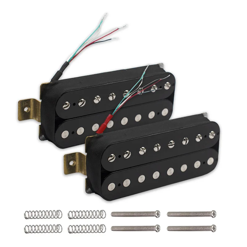 Alnico V 8-String Humbucker Pickups Set Black Blade Polepiece with Mounting Frame for Electric Guitar Replacement