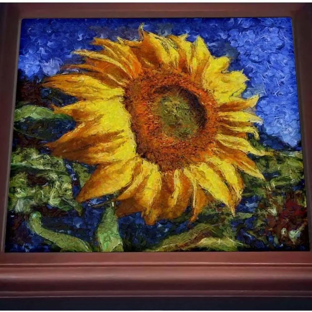 

8. Подставка под плитку подсолнечника в стиле Ван Гога.