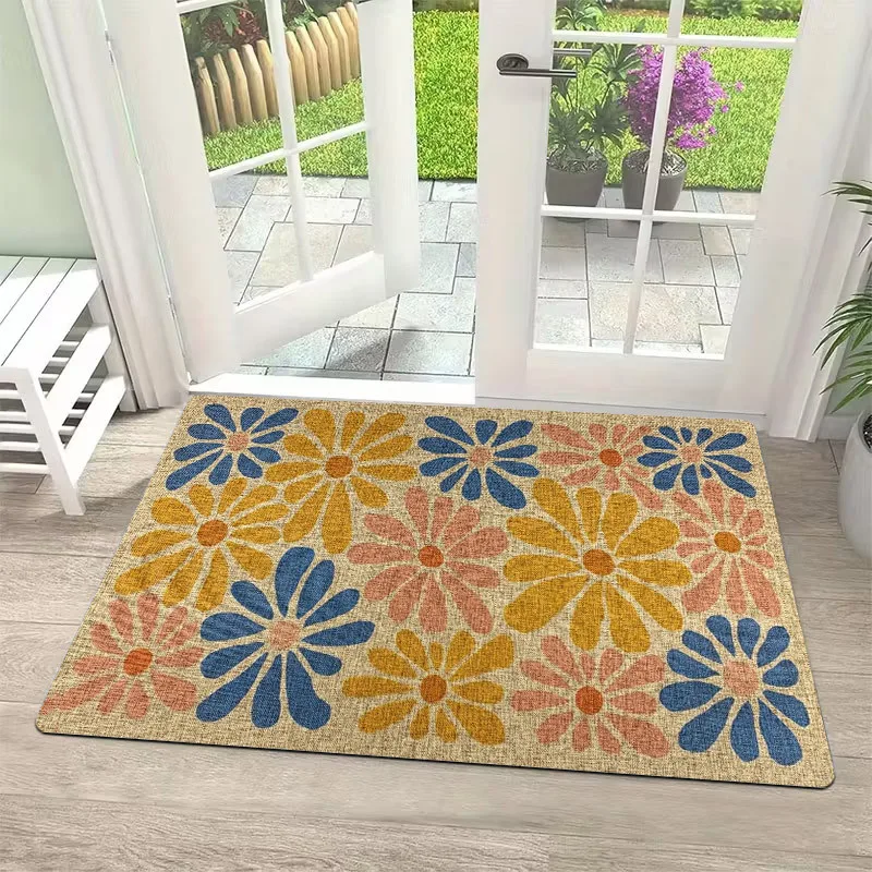 Cute Pomeranian Dog Doormat Orange White Puppy Pair Non Slip Entry Rug For Pet Lover Home And Entryway Decor