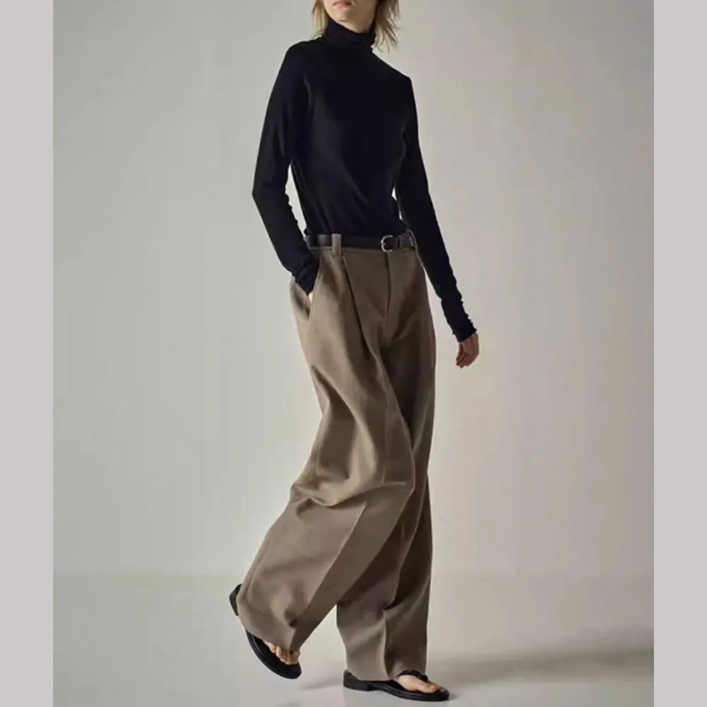 Women's Commuter F@C* Spring New Loose Wool Casual Pants Straight Leg Wide Leg Pants Draped