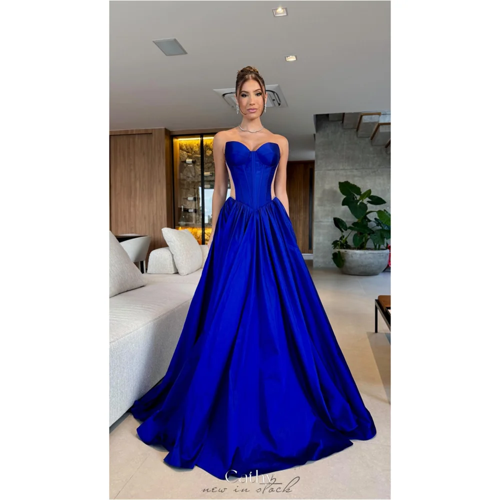 Cathy Personalizowana Sukienka na Bal w Królewskim Bule, Prosta, w Kształcie Litery A, Elegancka, Bez Rękawów, vestidos de noiva, Suknie Wieczorowe do Ziemi, Kolekcja 2025