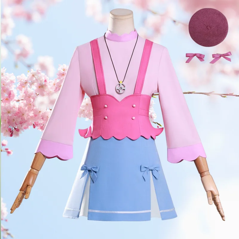 

Костюм для косплея Аниме Акечи Анна: Розовый топ, синяя юбка, школьная форма JK, наряд для ролевых игр для женщин, тематическая вечеринка