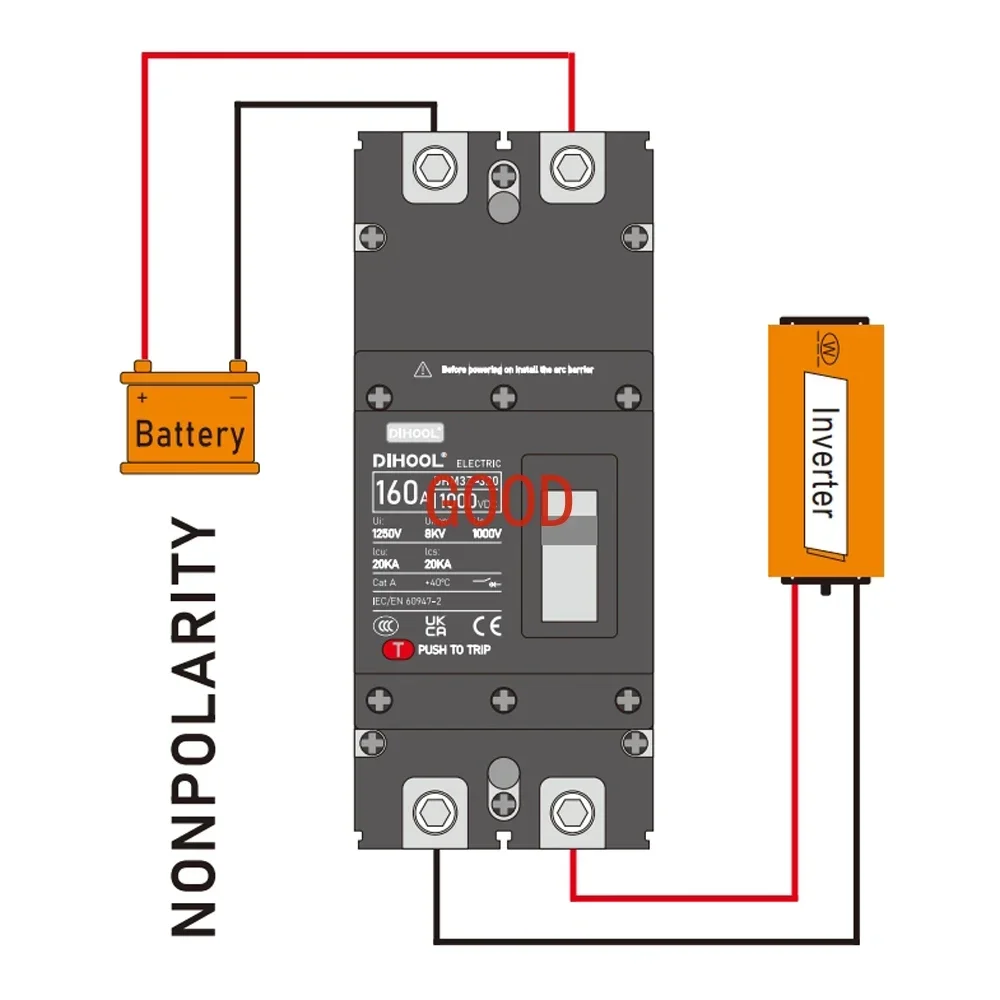 Molded Case DC Circuit Breaker DC1000 DC1500V Inverter/Car Battery Protector 125Amp 250Amp 630Amp MCCB Solar Disconnect Switch