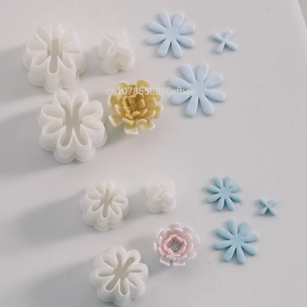 3Pcs/Set Hydrangea Flower Petals Polymer Clay Cutters Mold for DIY Chrysanthemum Earrings Jewelry Soft Pottery Cutting Die Tools
