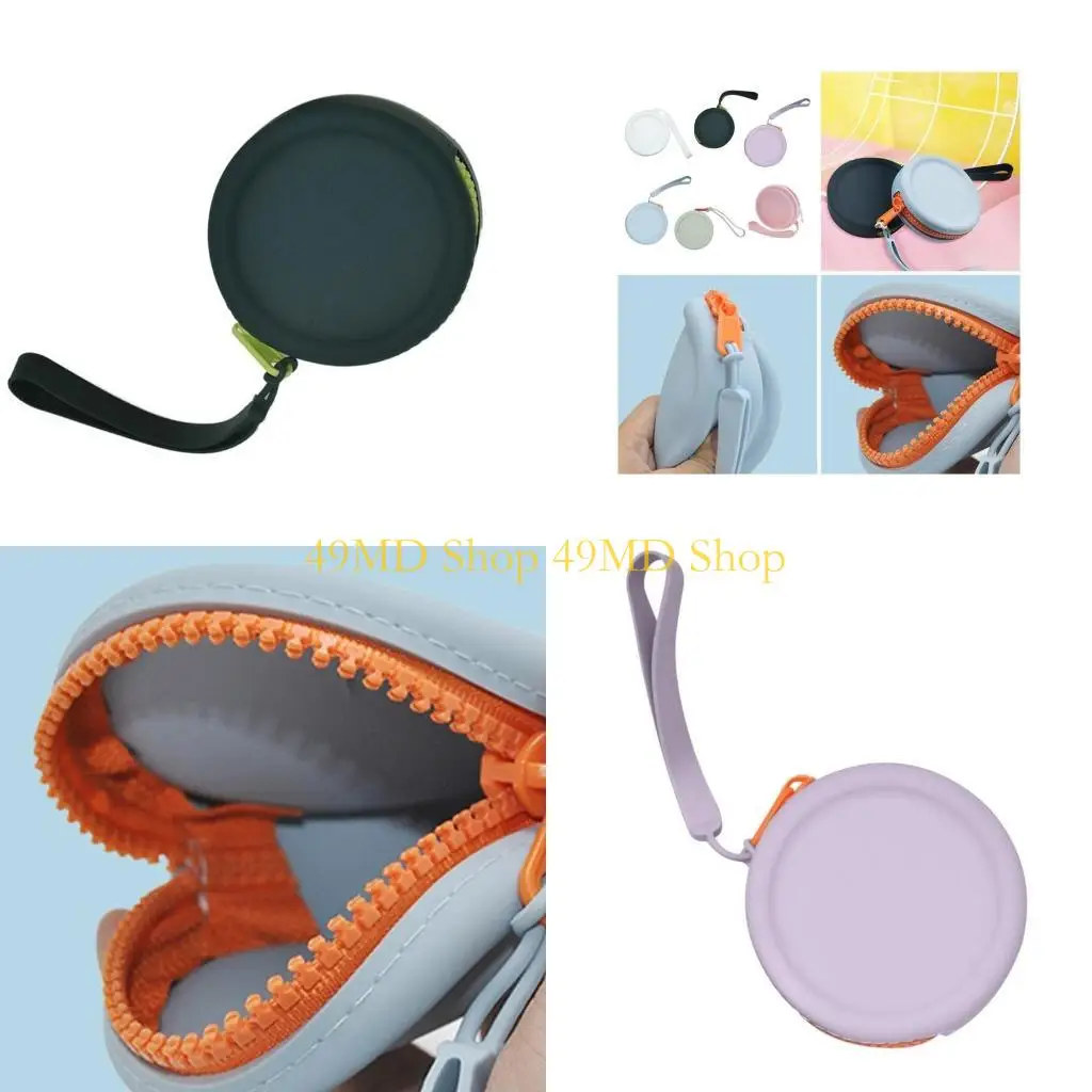 

49MD Round Silicone Coin Purse Earphone Case with Zipper Mini Storage Bag Wallet