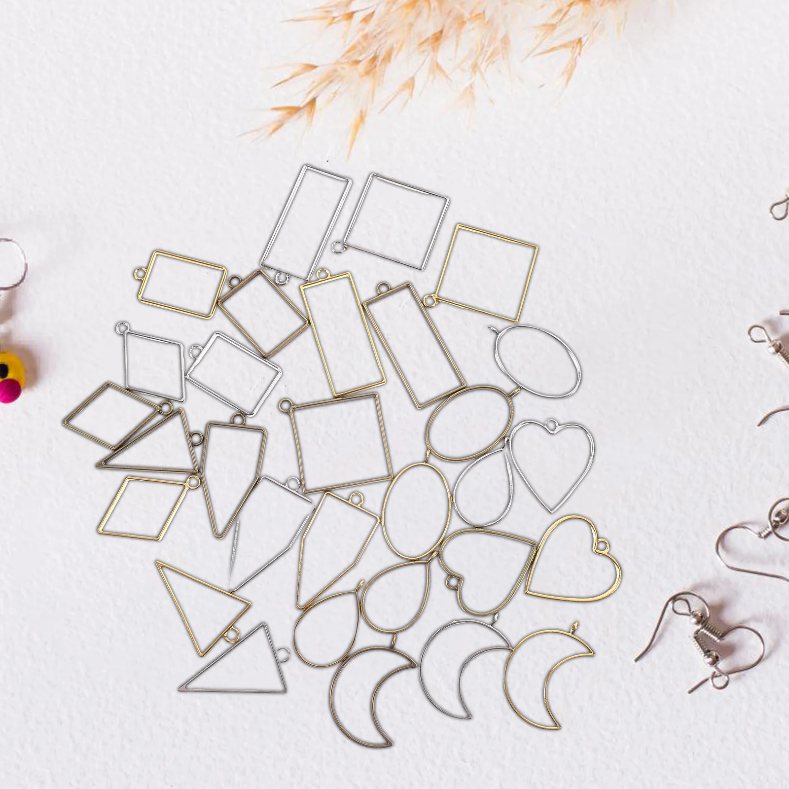 

55 Pcs Metal Frame Tape Jewelry Bezel Pendants Hollow Bezels for Resin Making