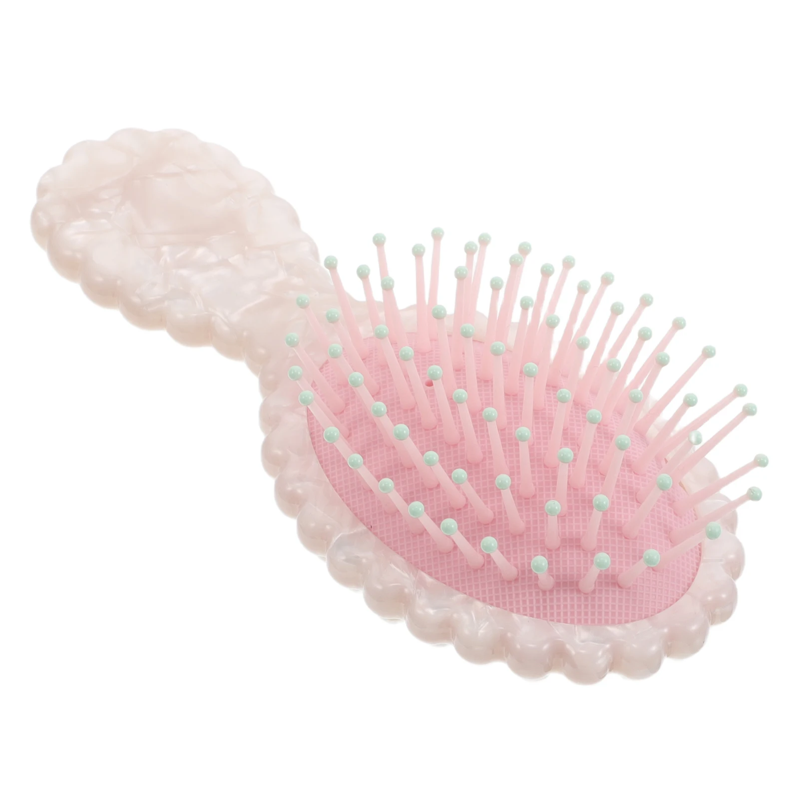 

Pearl Cushion Comb for Women Acetate Hair Styling Brush Massage Bristles Detangling Curly Hair Travel Size Beige