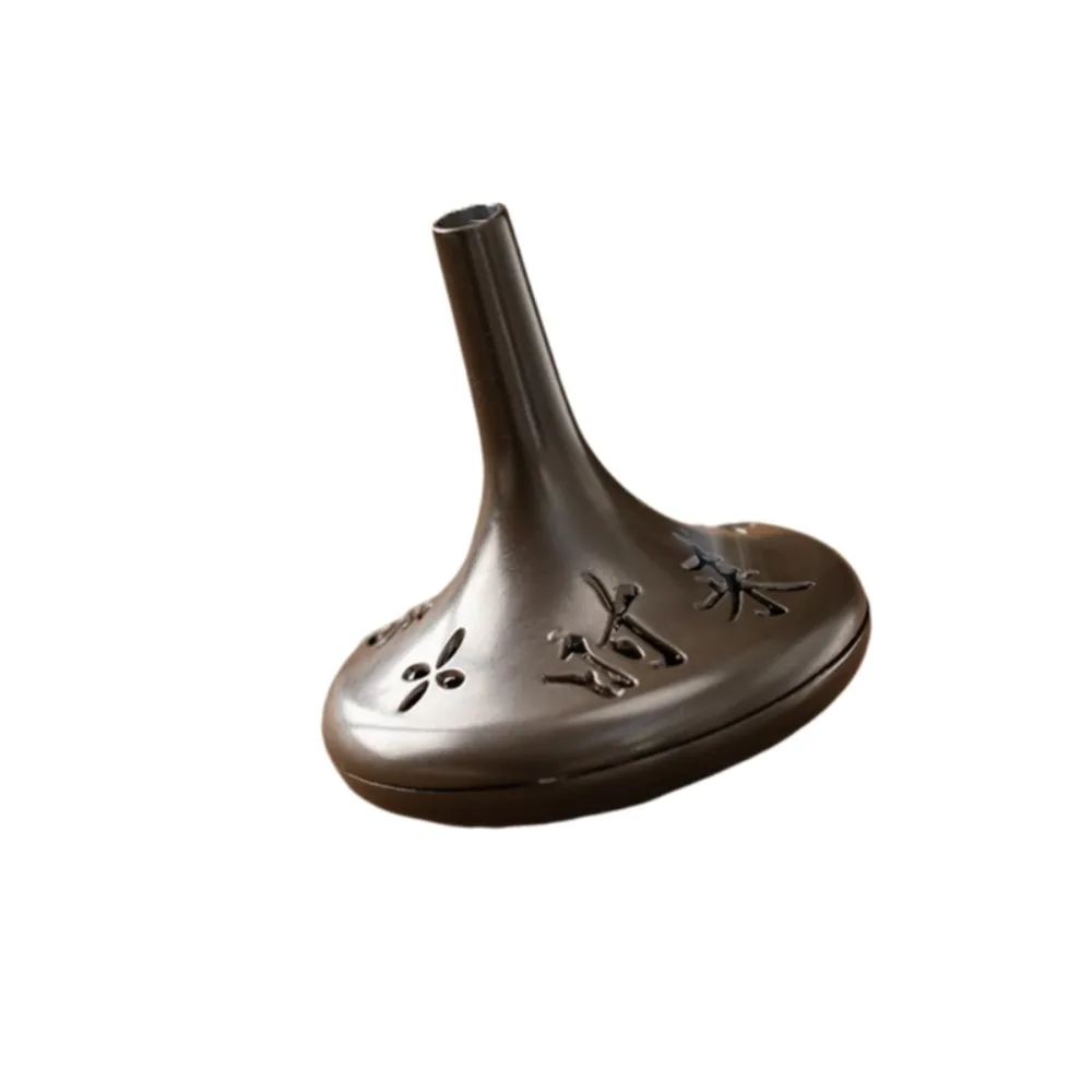 Chinese-style Retro Conical Gyroscope Incense Burner Openwork Calligraphy Zinc Alloy Incense Holder Mini Vertical