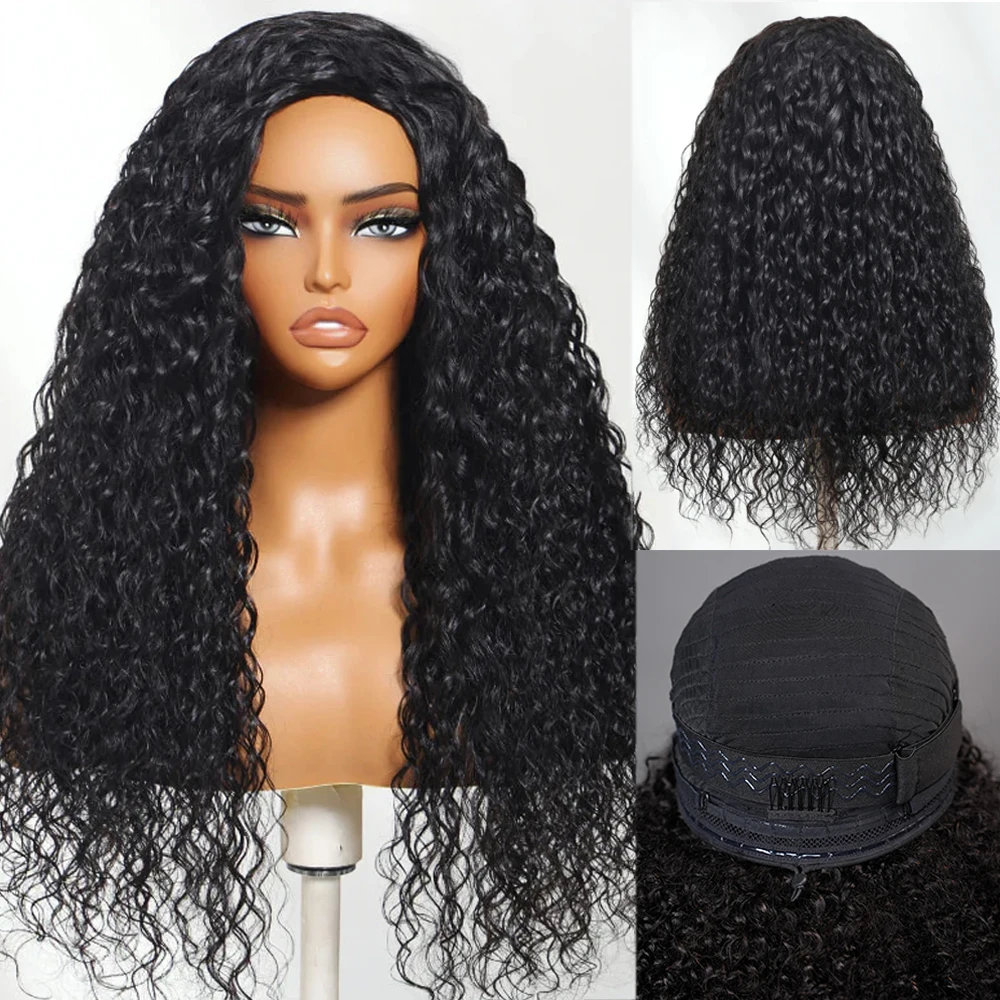 غلويليس 3 في 1 موجة المياه مجعد نصف الباروكات شعر الإنسان لا الغراء ارتداء للذهاب البورمية نصف شعر مستعار مع حزام Invisi الرباط سلس