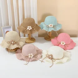 Children's Wavy Lace Knitted Hat For 1-6 Years Old, Girls Fashion Flower Fisherman Hat Baby Going Out To Play Sunshade Hat