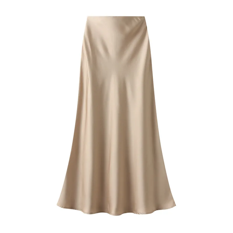 

Designed glossy silky fabric skirt women mid-length fishtail skirt high waist slim hip skirt