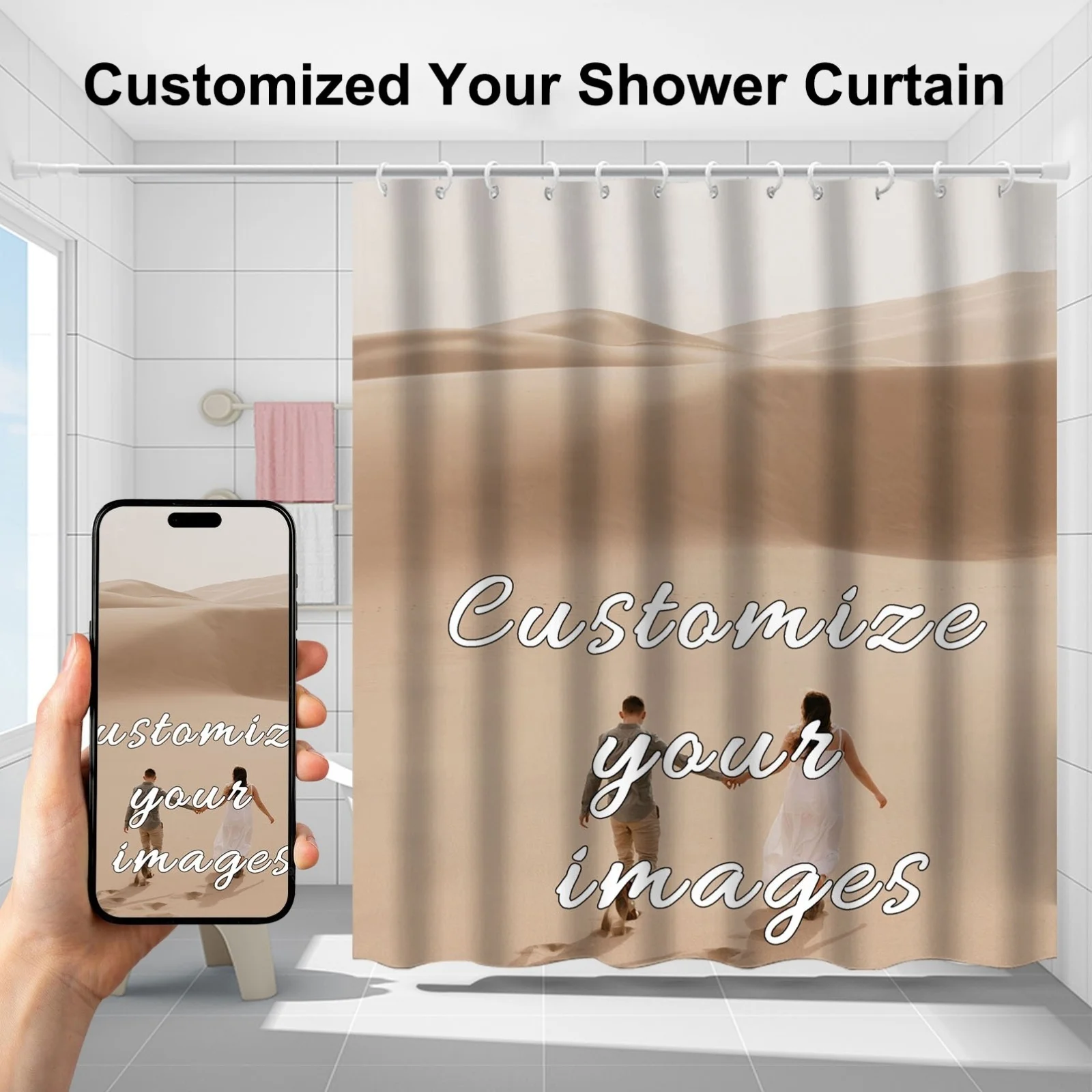Custom Shower Curtain Personalized Image Waterproof Polyester Bathroom Curtain Custom Photo Text Logo Bath Decor With Hooks
