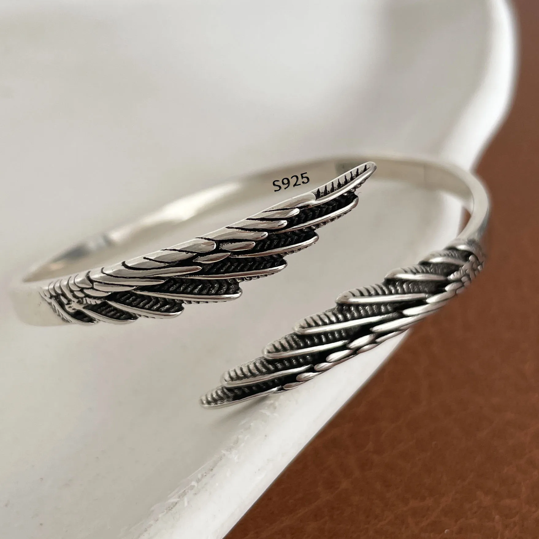 100 % massives 925er-Sterlingsilber-Metallarmband für Damen, Vintage, handgefertigt, schlichtes Retro-Armband mit schwarzem Stein, Geburtstagsgeschenk, Party