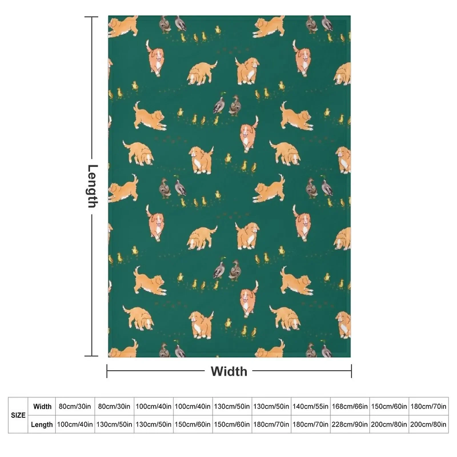 Toller Puppies and Ducklings - Forest Green Throw Blanket couch cozy soft plush fuzzy picnic outdoor blanket