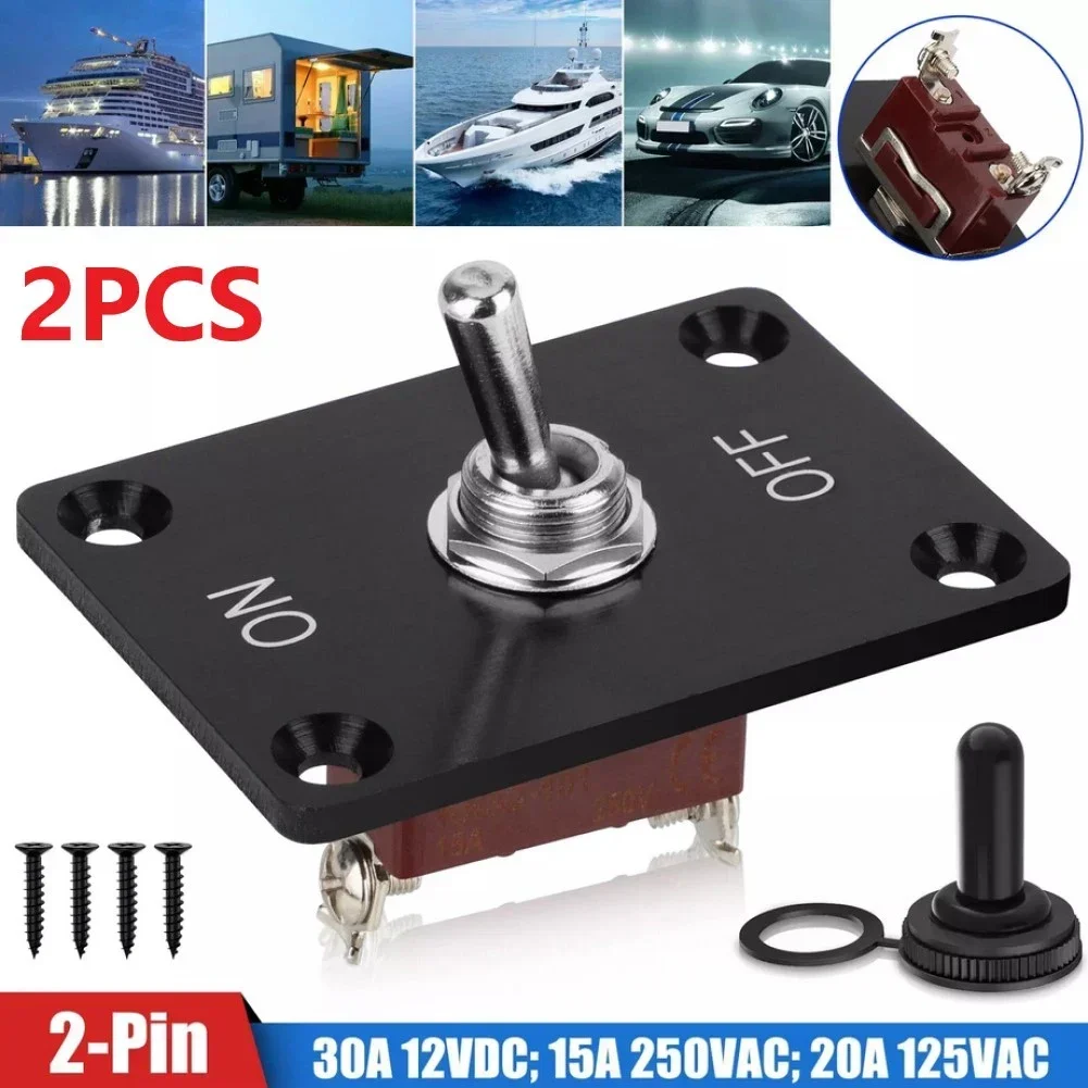 2X Marine Heavy Duty Toggle Switch Panel 12V 2 Pin Waterproof SPST Marine Switch For Automotive Car Boat Electrical Tool Parts