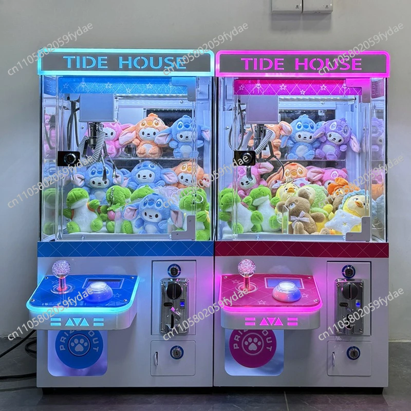 Doll grabbing machine commercial fully transparent new coin clip doll machine scanning code large clip doll machine