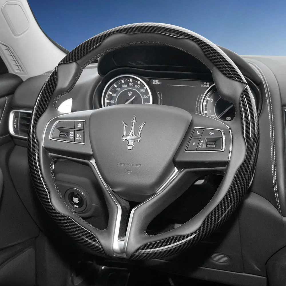 Passend für Maserati Carbonfaser-Lenkradabdeckung mit segmentiertem Schnellverschluss-Design, langlebig, für Modelle wie Ghibli, Levante, Quattroporte, Grecale, Granturismo, Grancabrio, MC20, MC,