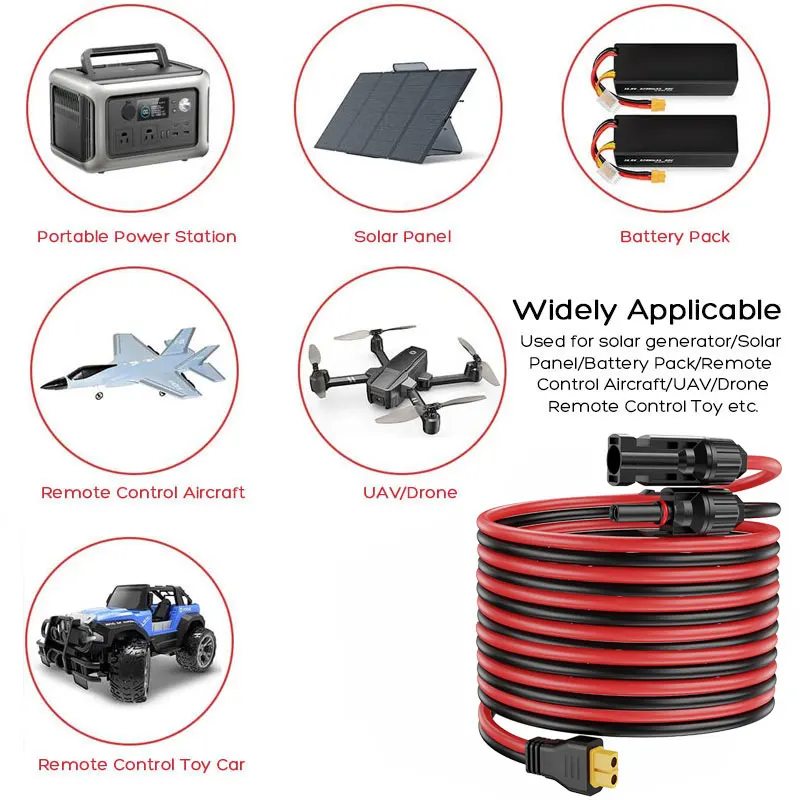 6m/3m/1.5m XT60 to Solar Panel Connector Charging Cord for ALLPOWERS R600 Ecoflow River Delta Anker SOLIX Etc. Solar Generators. view 6