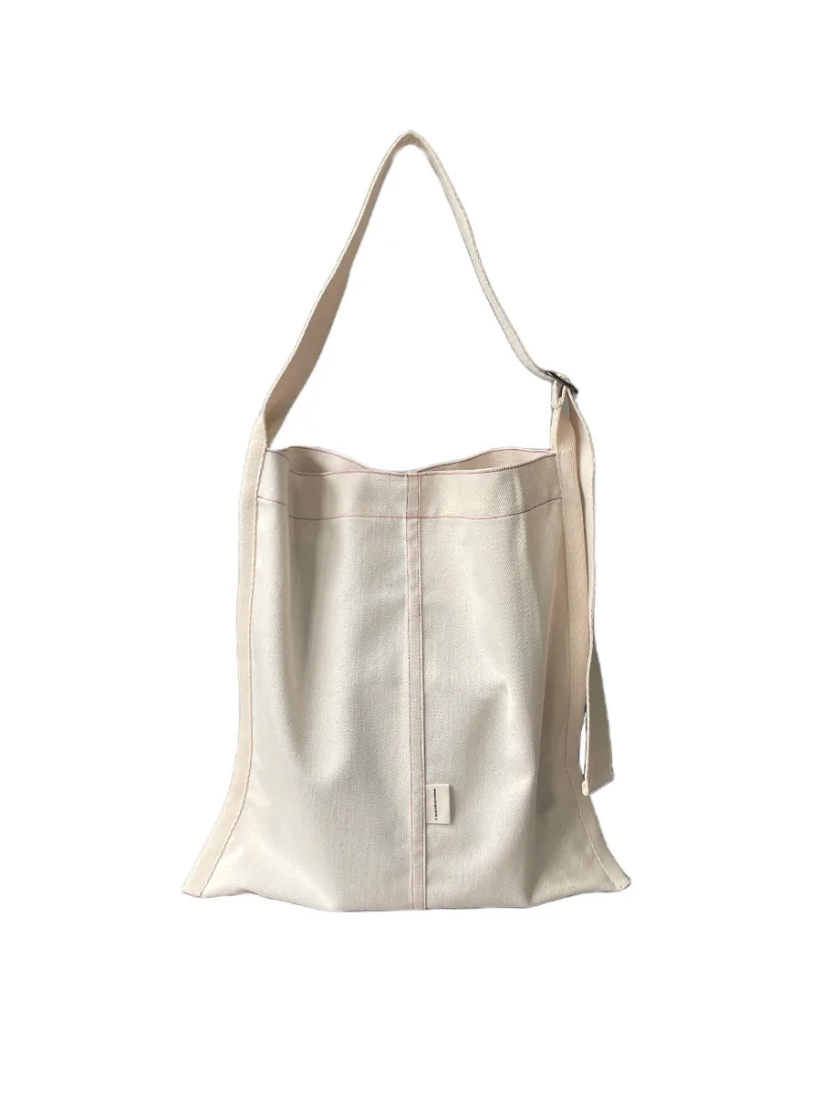 Original Fashion Pure Cotton Canvas Women's Bag Vertical Style Square Large Capacity Simple Casual Versatile Single Shoulder Bag