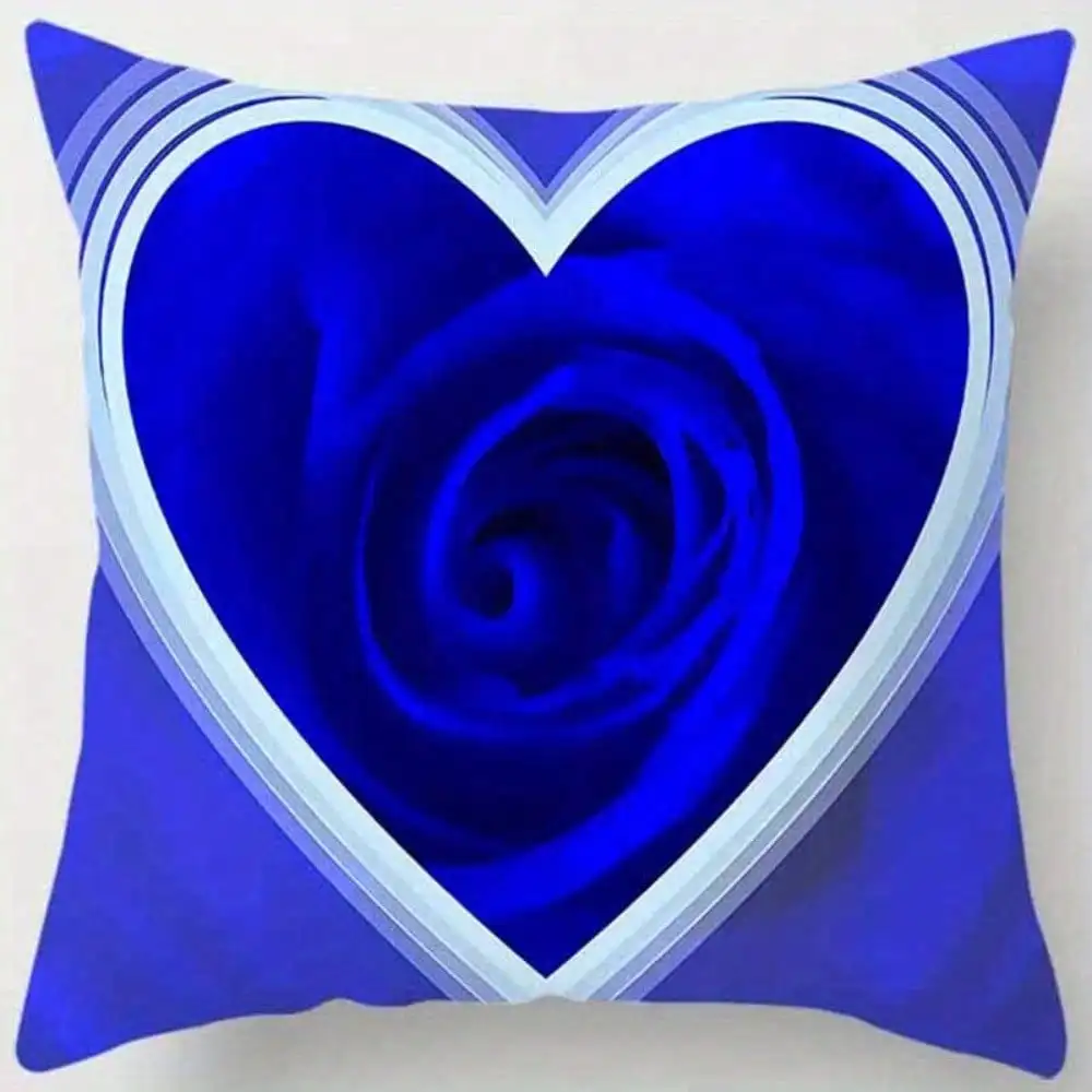 Royal Blue Rose Pillow Covers - Single-Sided Printed, Envelope Closure, 18x18 Inch For Porch, Patio, Farmhouse, Living Room, Sofa, Bed, Car, Parties Decor, Room Decor
