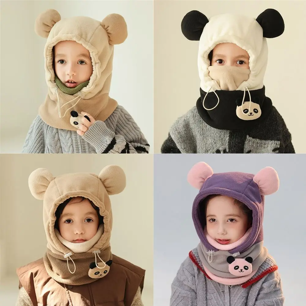 

Cute Warm Beanie Hat Windproof Thickened Hat Scarf Panda Double Layer Face Mask Autumn and Winter