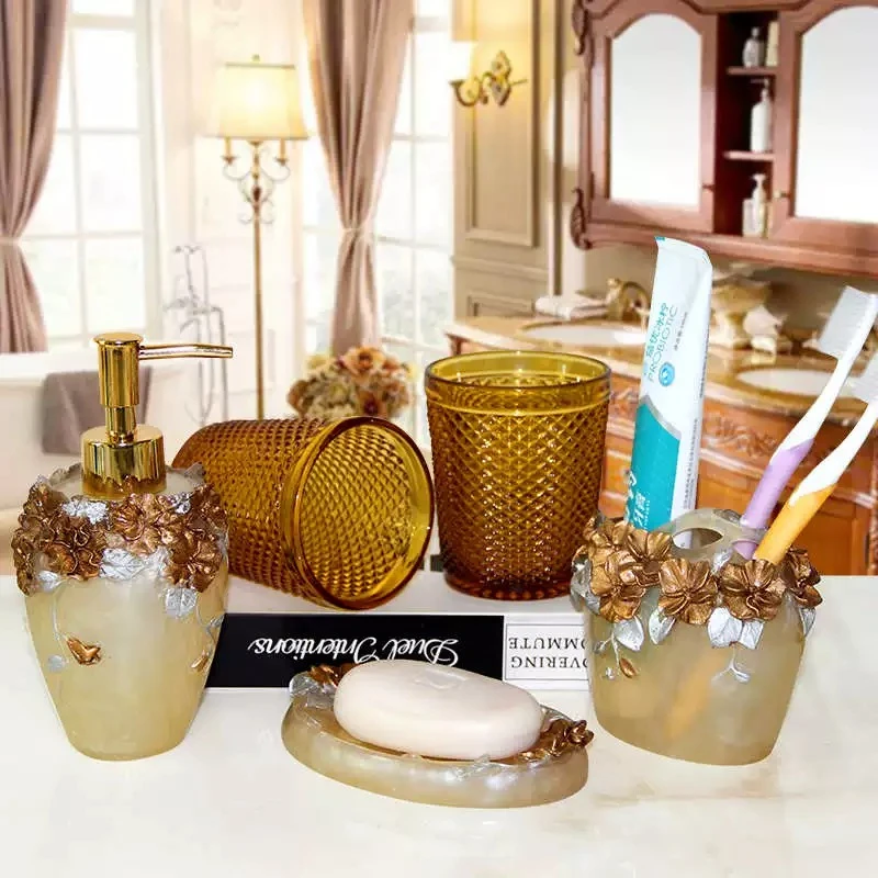 Bathroom accessory set, household light‑luxury bathroom storage decor