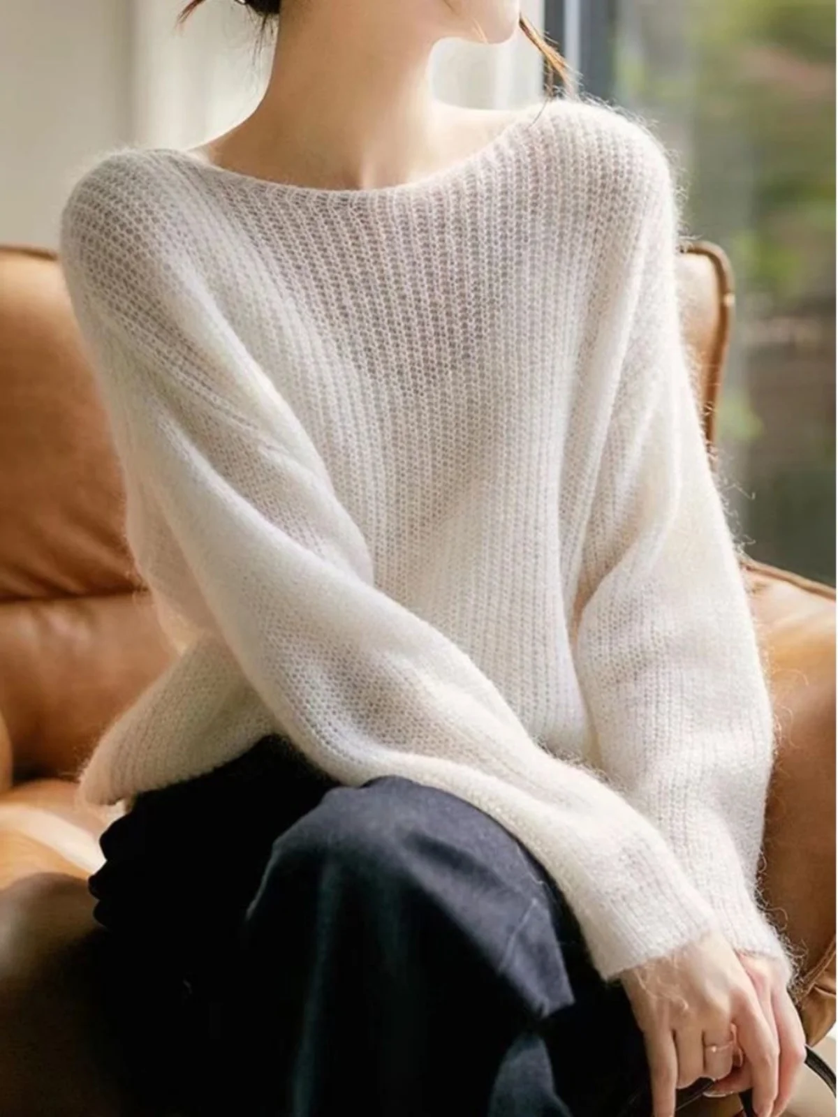 レイジースタイル ラウンドネック プルオーバー セーター 無地 カジュアル ルーズフィット 長袖 ストリートウェア TING その他アパレル