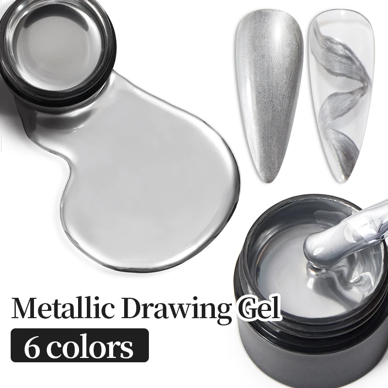 BOZLIN 5ml UV/LED Gold Silver Metallic Chrome 3D Painting Gel Polish Super Bright Rose Gold Mirror Metal Gel Drawing image 2