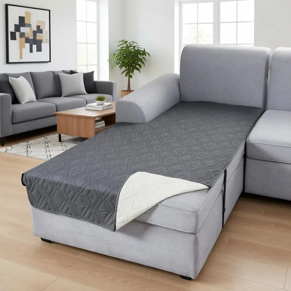 

100% Waterproof Sectional Couch Covers, Anti-Slip Furniture Protector, 1 Piece (Gray, Left Chaise Cover)