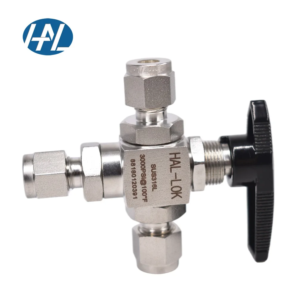 316 Stainless Steel Panel Type Instrument Valve BSPP/NPT Three-way Ball Valve