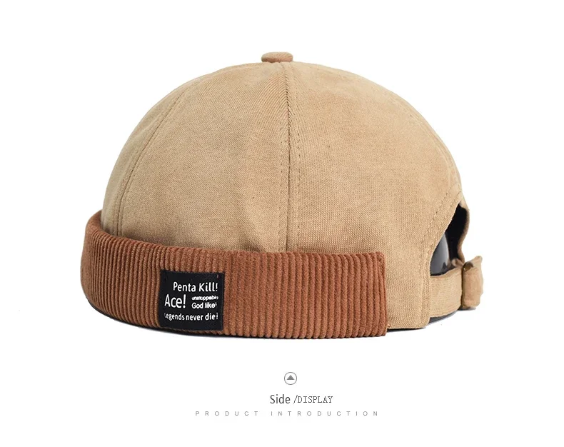 Y2K Vintage Beanie Mütze ohne Visier Docker Brimless Hüte Retro Dome Cord für Männer Frauen Hip Hop Streetwear Winter Herbst Cap – Detail 3