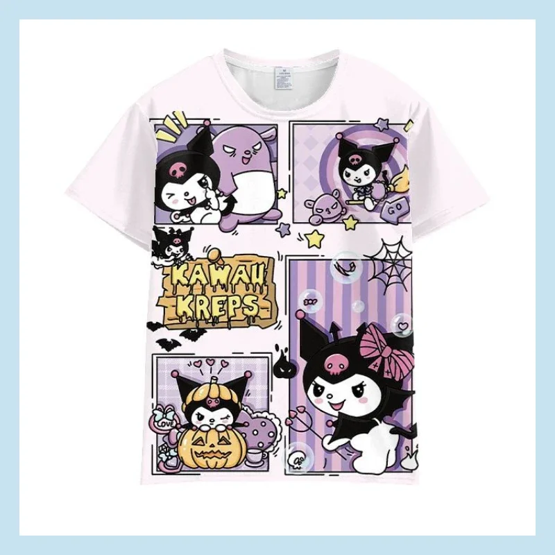 Halloween Sanrio Cartoon Surrounding Anime Cosplay Cute Kuromi Star Kabi Children Adult Tee Shirt College Mitong Polyester Fiber