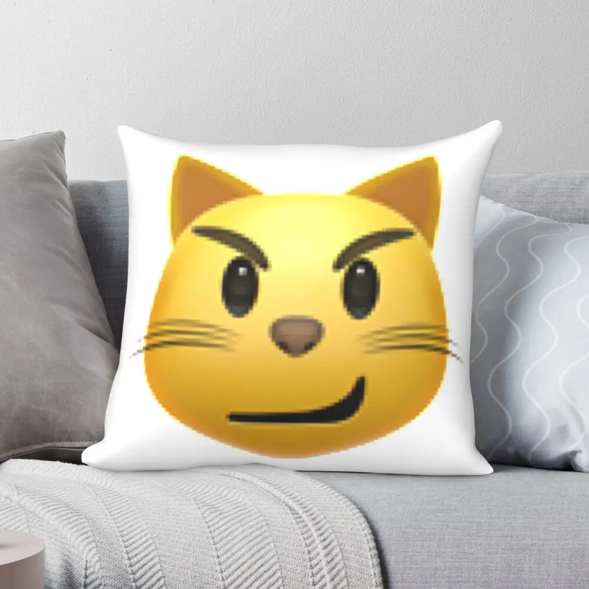 Smirking Cat Square Pillowcase Polyester Linen Velvet Creative Zip Decor Home Cushion Cover 18
