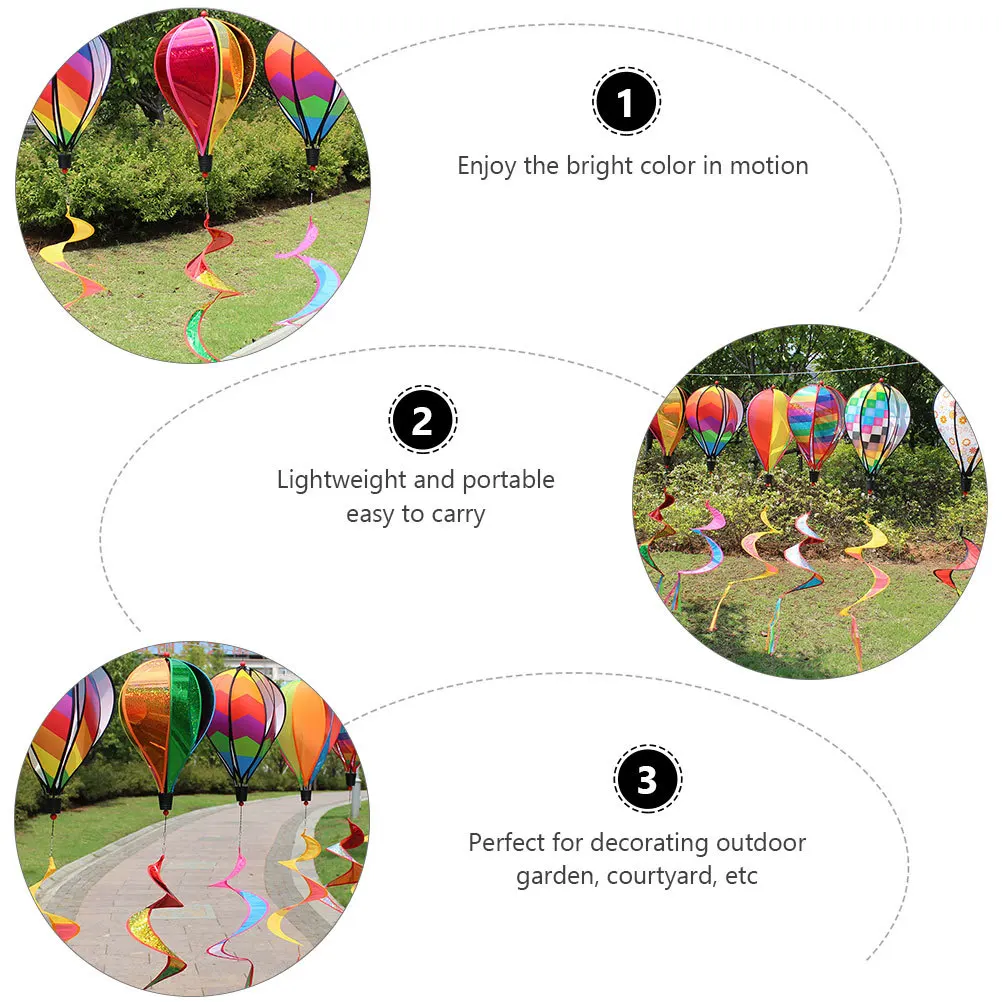 

1pc Rainbow Hot Air Balloon Wind Spinner Rotating Sequins Windmill Hanging Decoration For Outdoor Garden Courtyard Lightweight