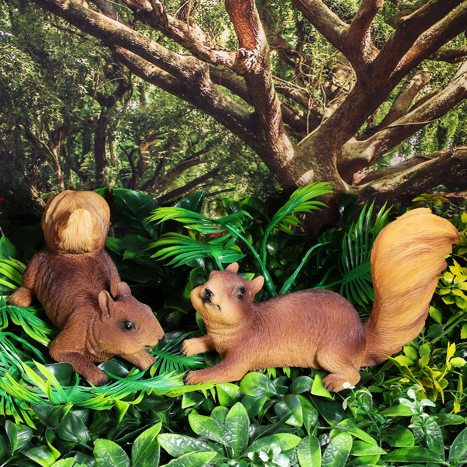 

2 шт., имитация белки, садовый декор, смоляные уличные статуи, реалистичные скульптуры животных для деревянных украшений для газона