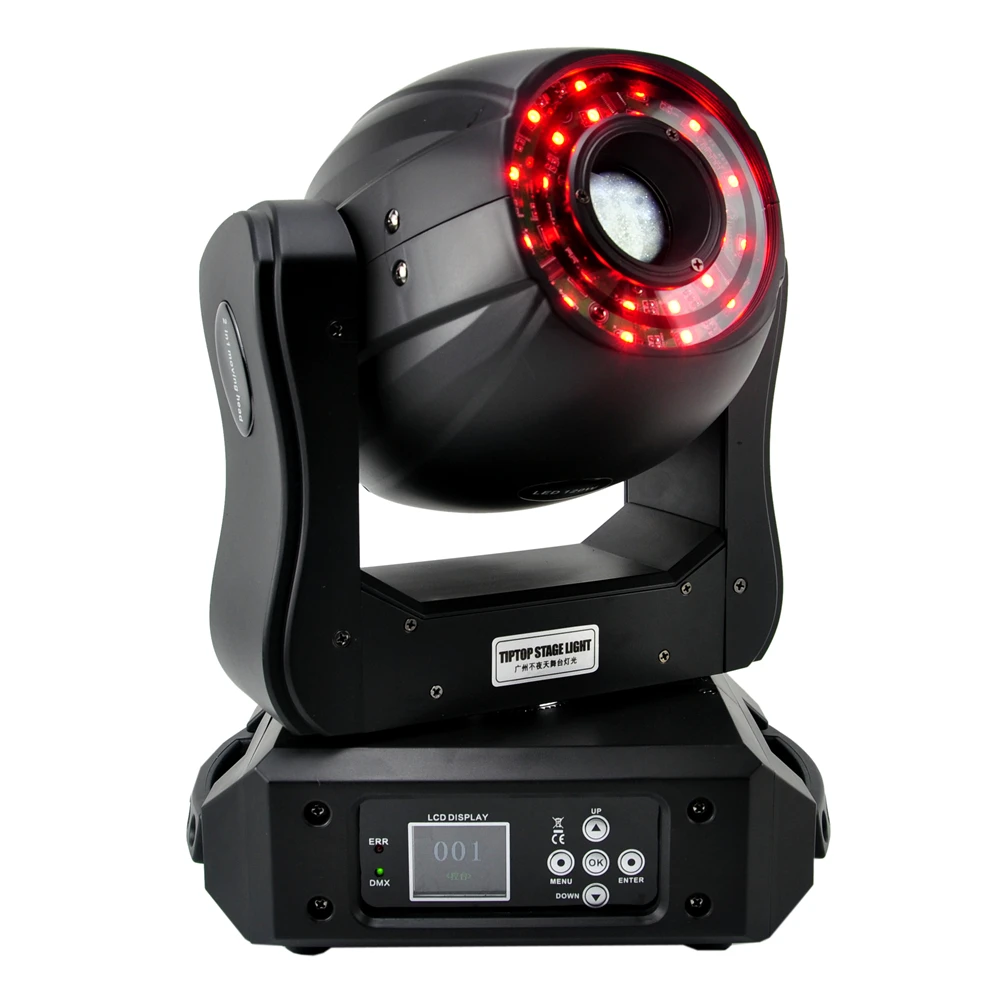 TIPTOP TP-L160B 120W Spot Led Moving Head Light With 24PCS RGB 3IN1 5050 SMD Led Ring Conrol Effect Running 16 DMX Channels