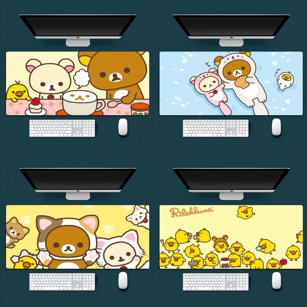 

Мультяшный милый коврик для мыши R-Rilakkuma в виде медведя, для офиса, маленькая большая компьютерная клавиатура, мышь, игровая резиновая нескользящая мышь, большой коврик