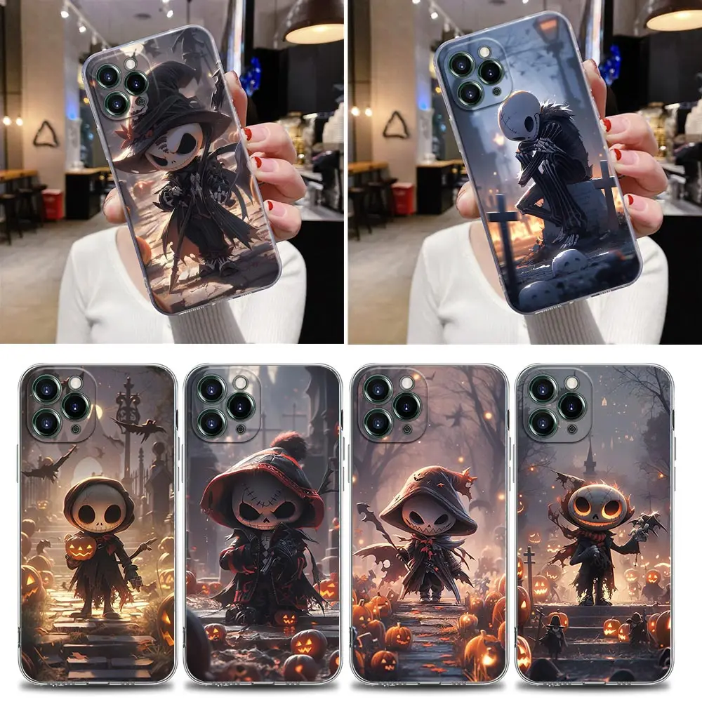 Cute Baby Jack Skellington Halloween Clear Case For iPhone 16 15 14 13 12 11 Pro Max Mini Xs 8 Plus Cover For iphone 16 Pro Case