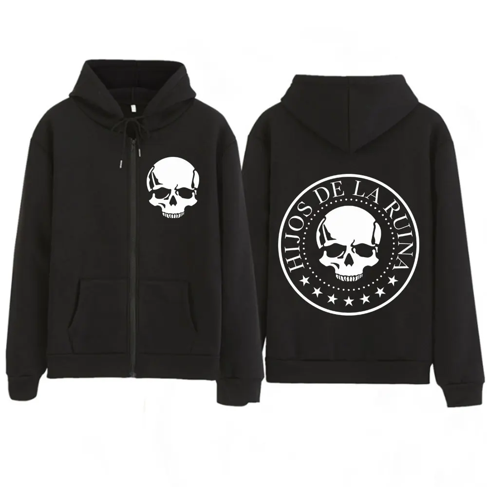 Rapper NATOS WAOR Hijos De La Ruina Álbum Zip Up Hoodie Moda Hip Hop Vintage Homens Mulheres Jaqueta Casaco Moletom Streetwear